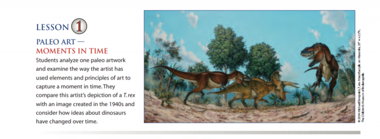 A screencap from a paleoart lesson plan from the Children's Museum of Indianapolis