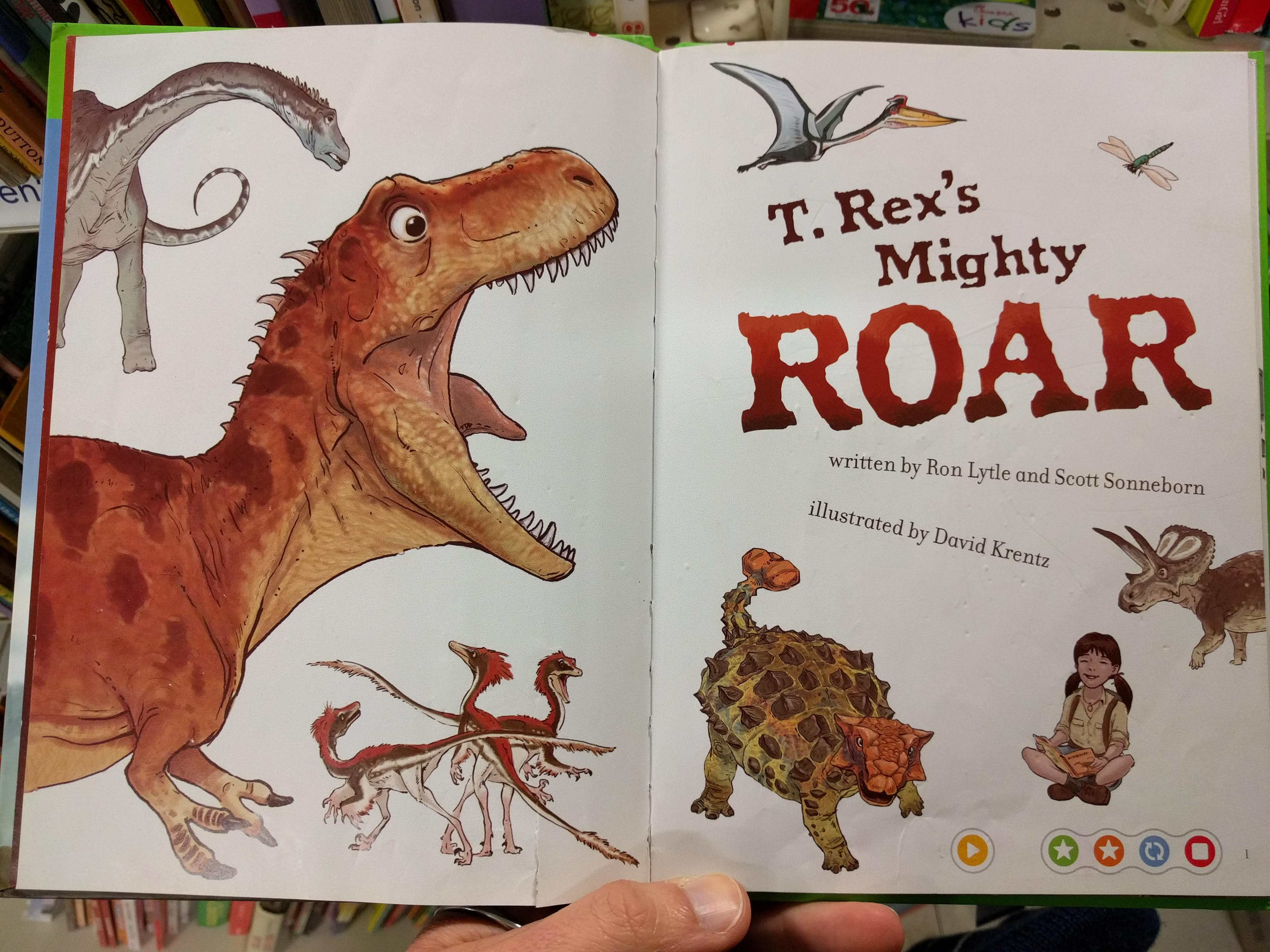 Title page spread of T. Rex's Mighty Roar