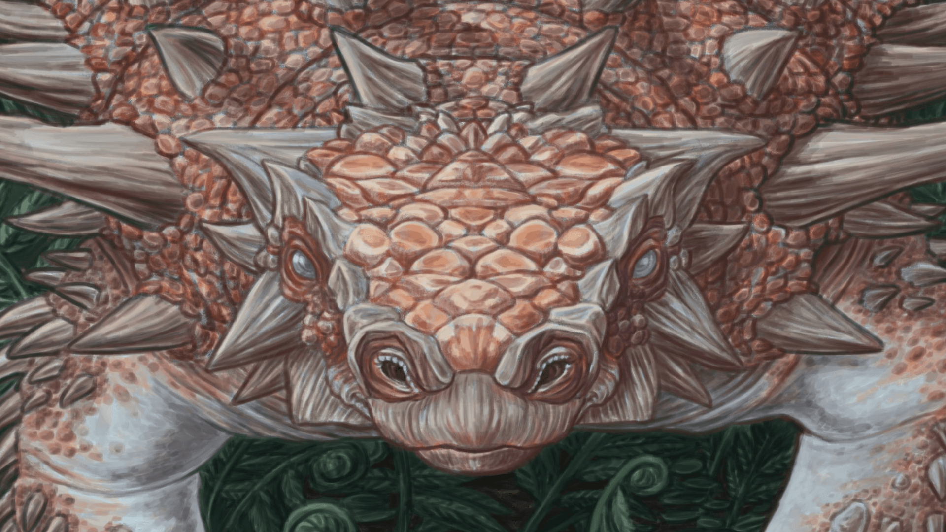 A close-up detail of the head of Sean Closson's Zuul crurivastator illustration