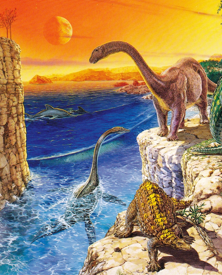 Cetiosaurus, Scelidosaurus, Plesiosaurus, ichthyosaur by Ian Coleman