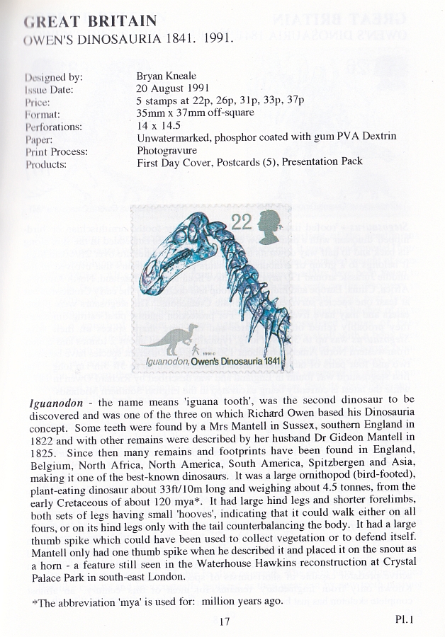 Iguanodon (stamp) by Bryan Kneale