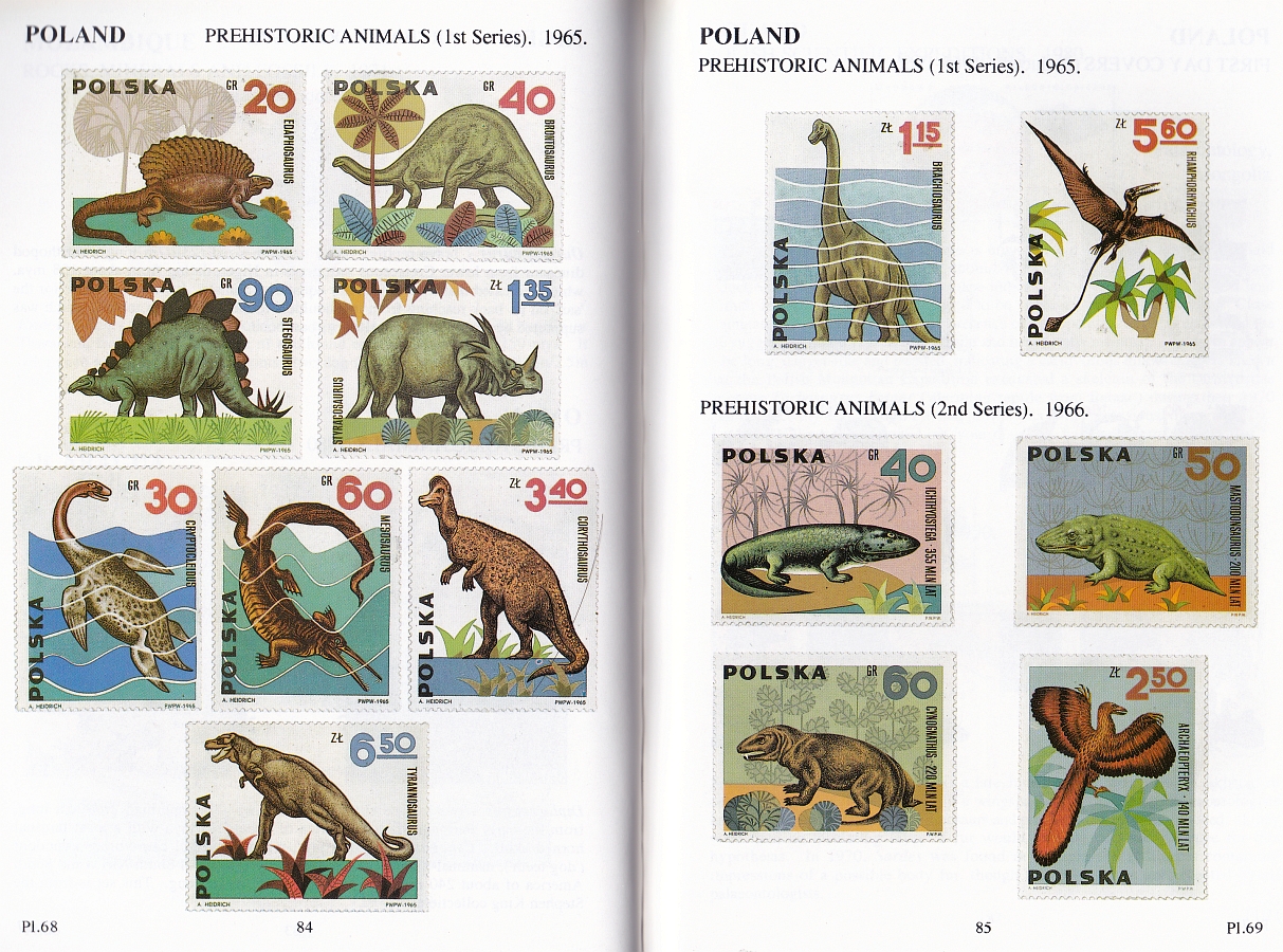 Polish dinosaur stamps from 1965