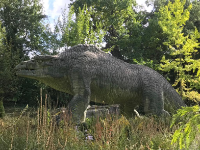 The megalosaurus sculpture at the Crystal Palace
