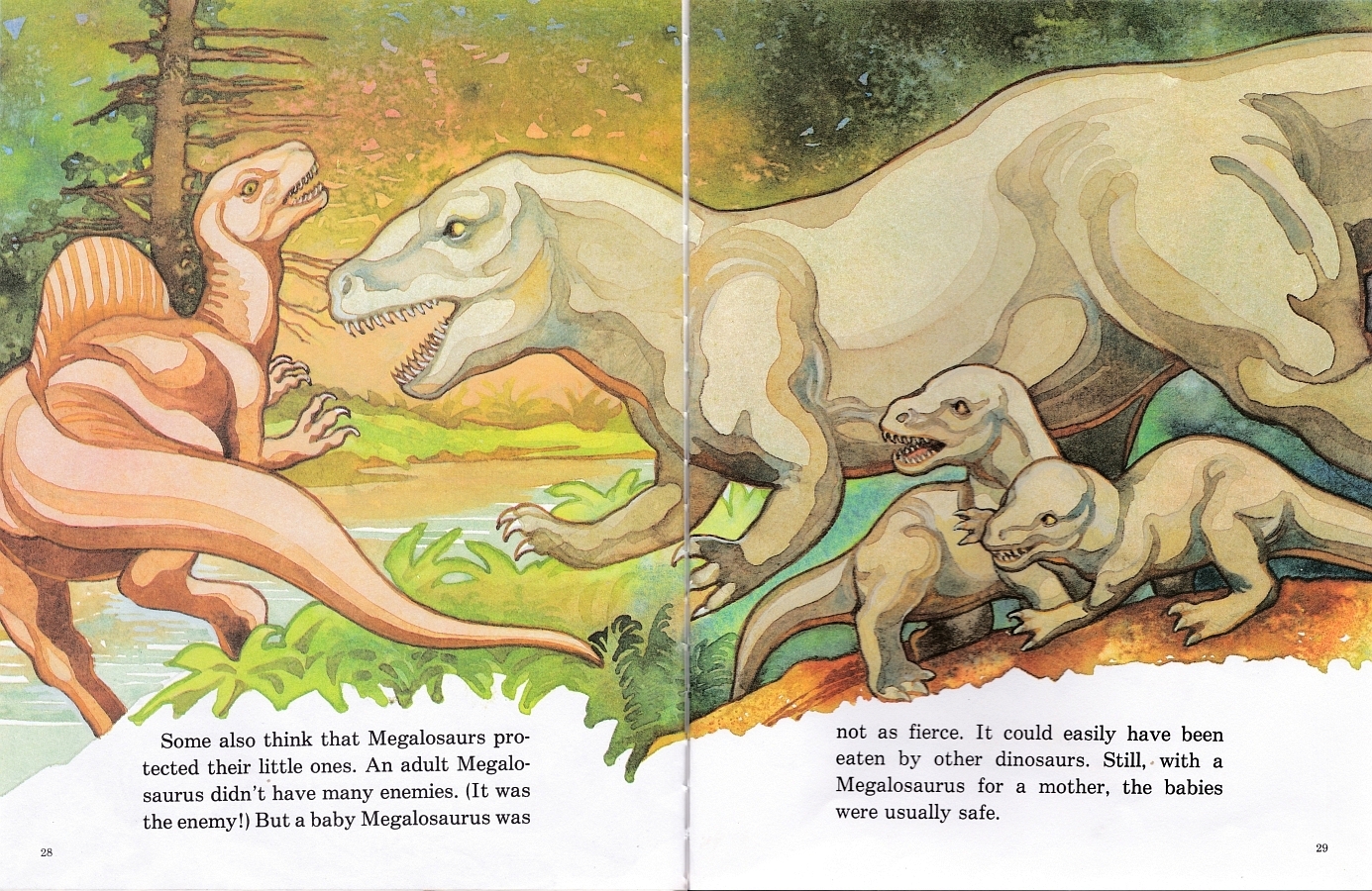 Megalosaurus protecting young by Diana Magnuson